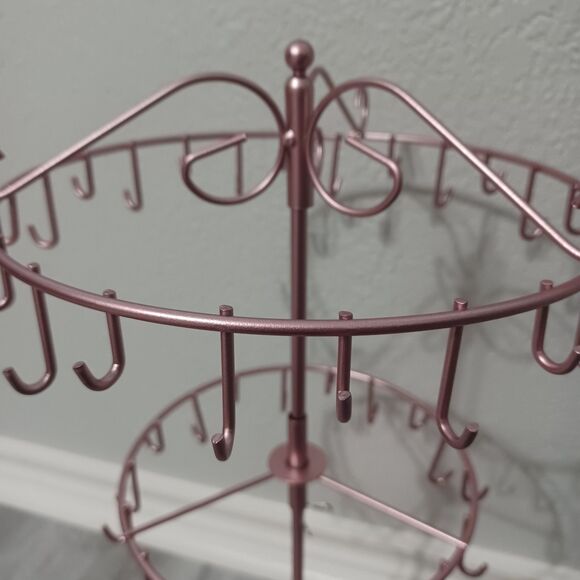 Rose Gold Rotating 2-Tier Necklace Organizer - Picture 3 of 5
